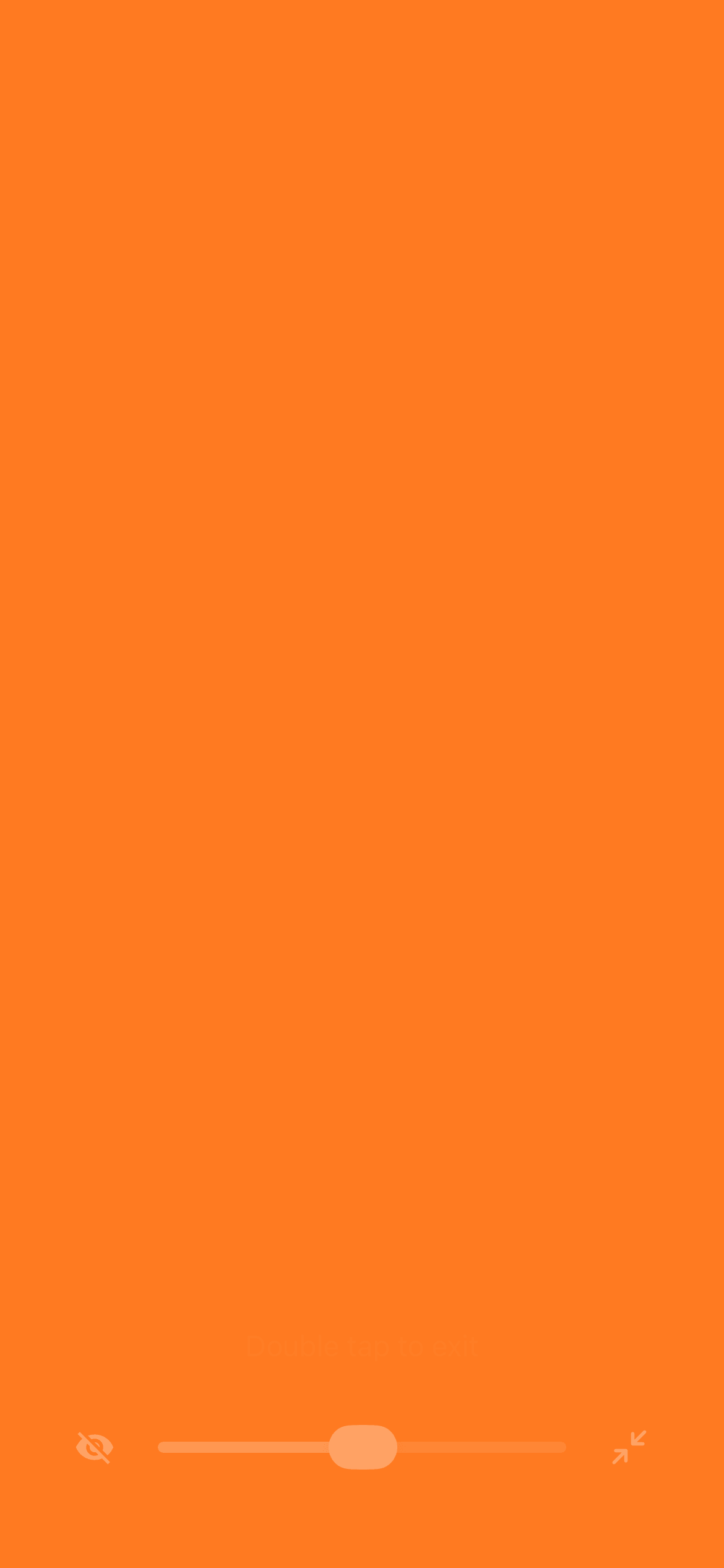 A full-screen orange color with only a brightness slider at the bottom